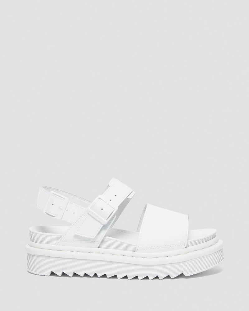 White Women's Dr Martens Voss Mono Hydro Leather Gladiator Sandals | CA 304XYU